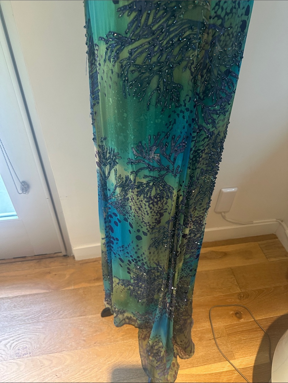 Blue-Green Beaded Maxi Dress - Picture 7 of 13